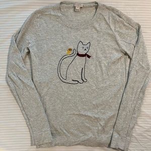 Lightweight sweater with embroidered cat!